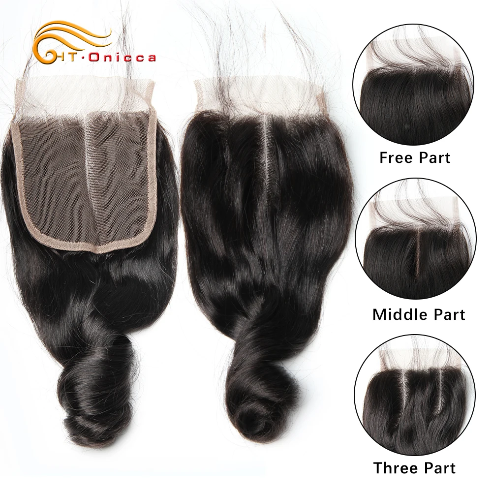 

Brazilian Loose Wave Closure Remy Human Hair Closure 4x4 Lace Closure Free Middle Three Part Natural Color Free Shipping