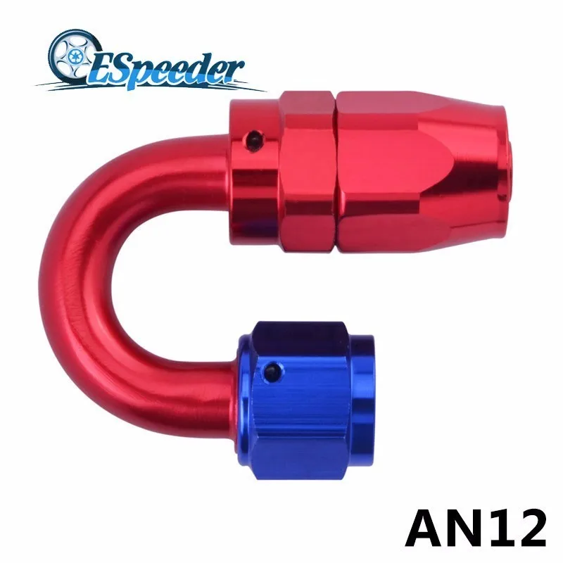 ESPEEDER AN12 180 Degree Oil Fuel Line Fitting Adapter Aluminum