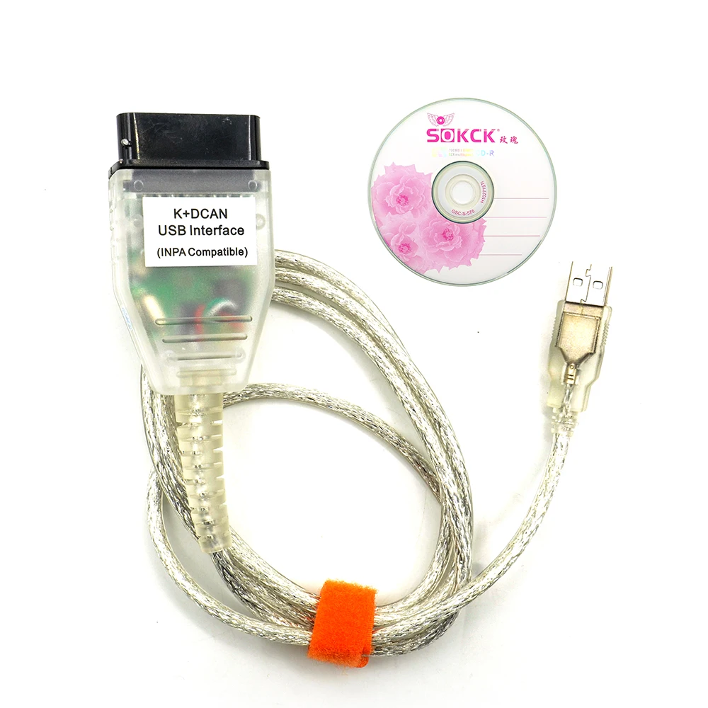 

2019 for BMW K+Dcan cable High quality obd2 auto car diagnostic tool INPA K CAN DCAN Connector With CD Driver usb function