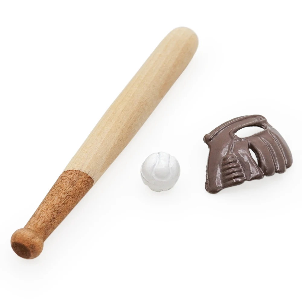 Odoria 112 Miniature Baseball Set 3pcs Bat & Ball & Glove Dollhouse