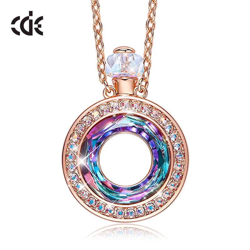CDE женское золотое ожерелье с подвеской украшенное кристаллами Swarovski 18 К розовое