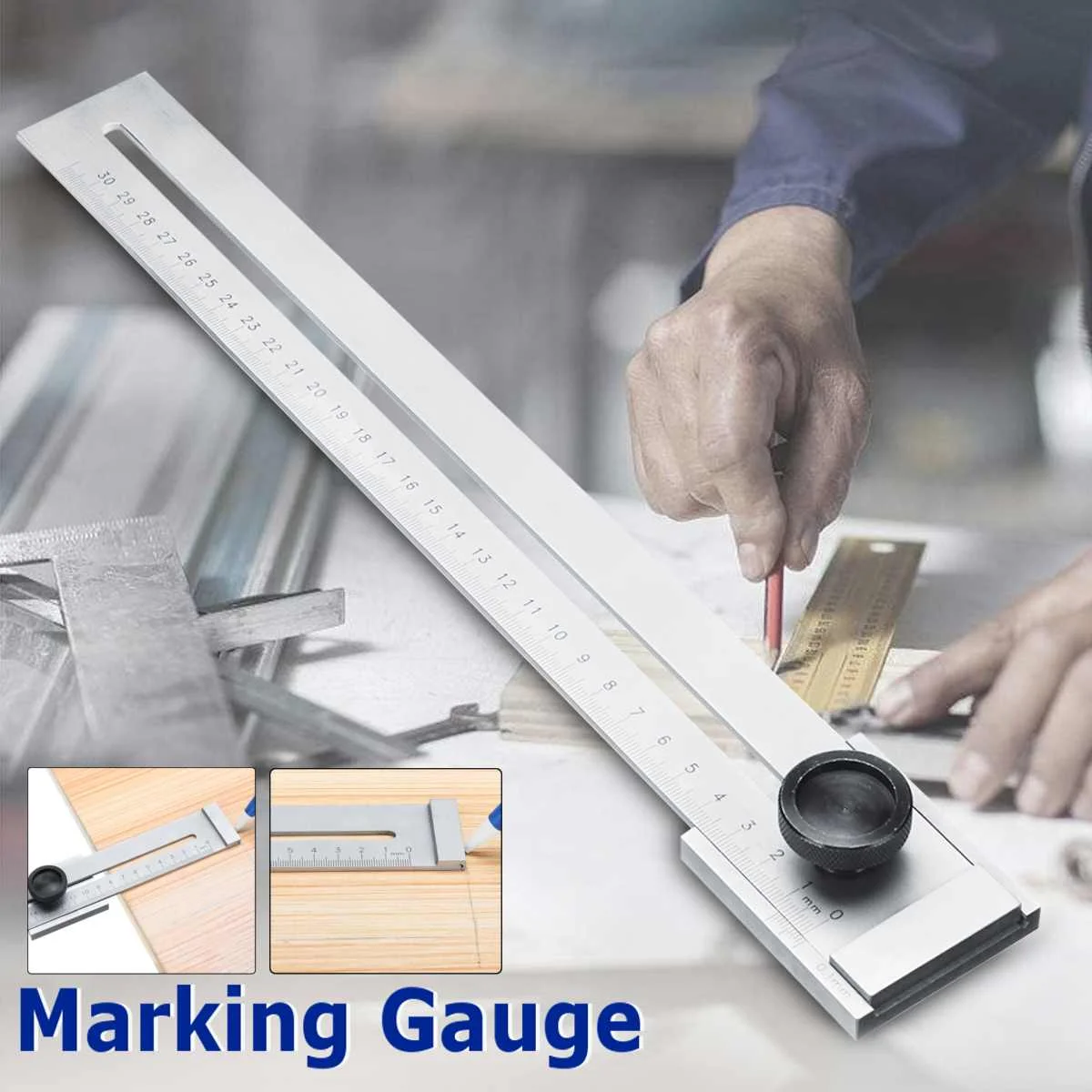 

0.1mm Gauging Tools 0-300mm Screw Cutting Marking Gauge Mark Scraper Tool For Woodworking Measuring Carbon Steel Graduation