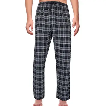 

Summer Cotton Sleep Bottoms Mens Pajama Striped Plaid Sleepwear Pants Male Sheer Pyjama Trousers Plus Size XXL