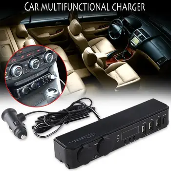 

Universal Car Headrest Rear Seat USB Car Charger Mobile Phone Charger Cigarette Lighter Temperature Voltage Display DC12V