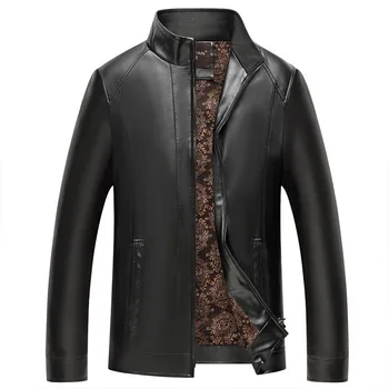 

#3631 Spring Autumn Men Faux Leather Jacket Fashion High Quality PU Coat Stand Collar Casual Biker Jacket Male Outerwear 4XL