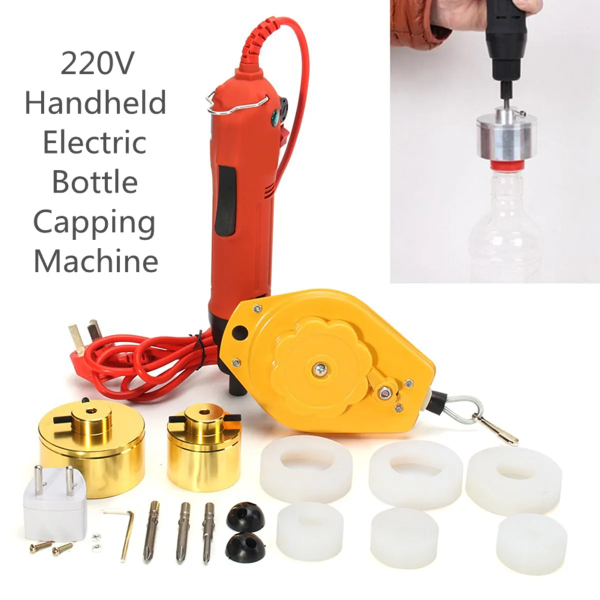 

220V Handheld Electric Drill Bottle Capping Machine Tools Set Cap Sealer Seal Ring Machine Kitchen Appliances Food Processor