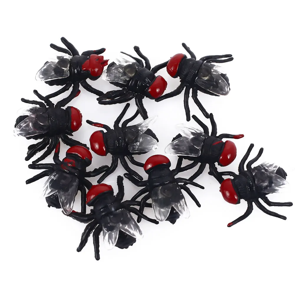 10 Pcs Lalat Terbang Mainan Alat Peraga Hitam Prank Serangga Hewan