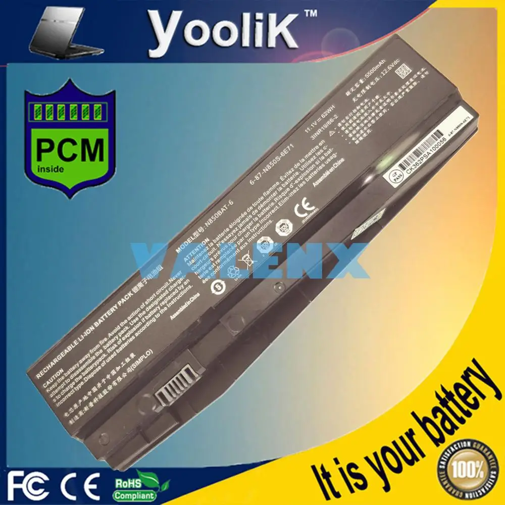 

62Wh New 6-87-N850S-6U71 N850BAT-6 laptop Battery for CLEVO N850HC N850HJ N870HC N870HJ1 6-87-N850S-4C4