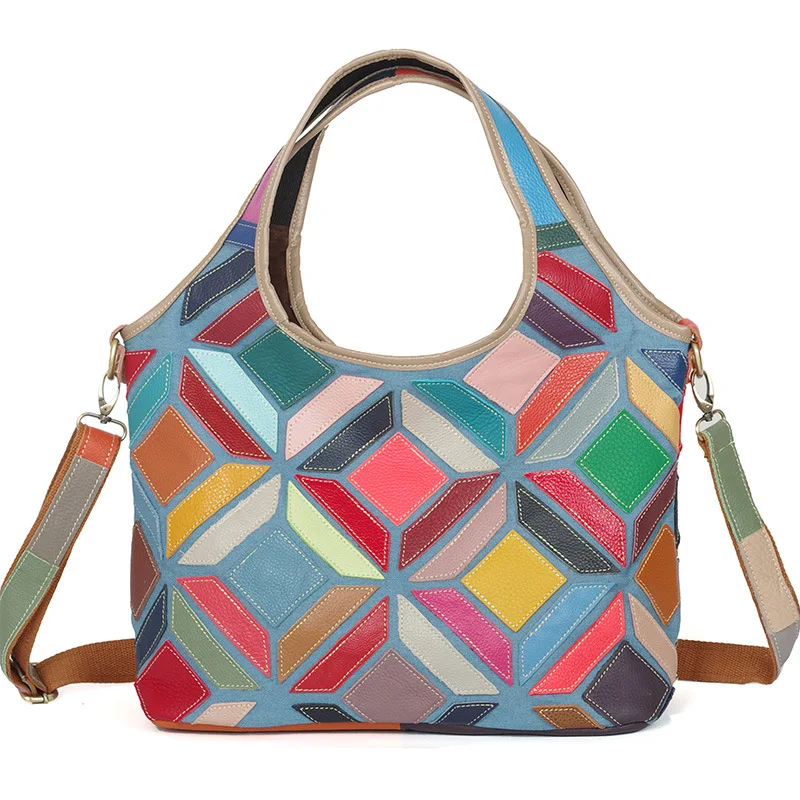 CNMIUTER Brand New Women Handbag Patchwork Genuine Leather Tote Shoulder Bag Female Fashion Large Capacity Crossbody Bags CNMIUTER Brand New Women Handbag Patchwork Genuine Leather Tote Shoulder Bag Female Fashion Large Capacity Crossbody Bags