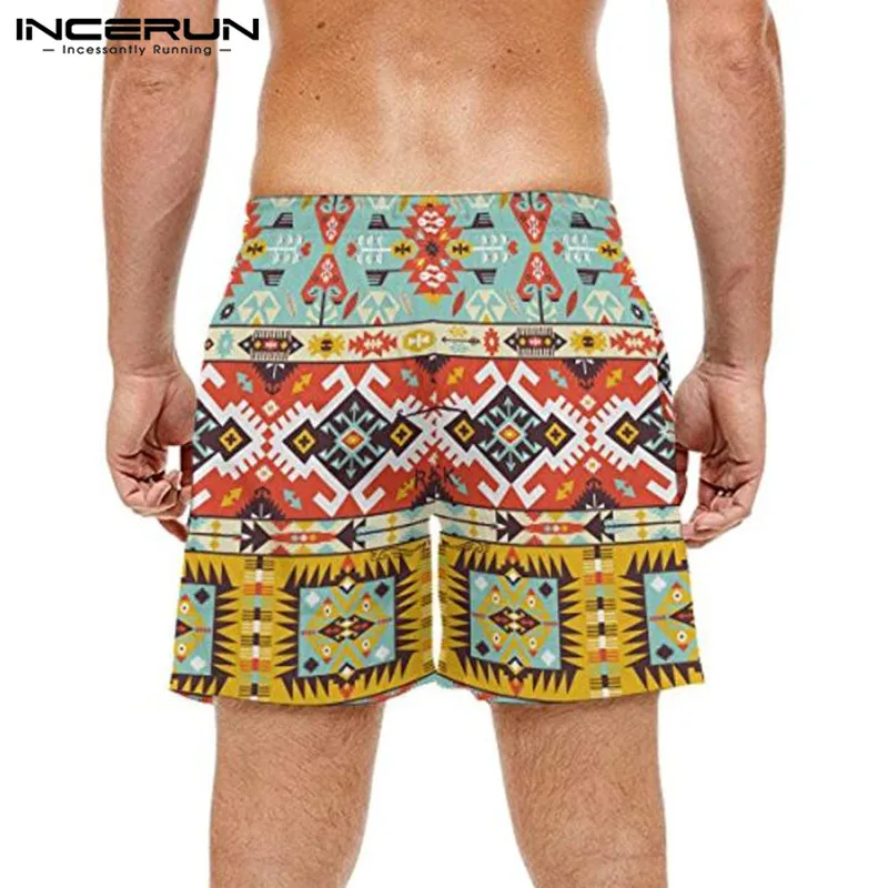 Comprar Pantalones cortos casuales con estampado transpirable, con cordón, estilo étnico, bañadores sueltos, pantalones cortos de playa para hombres, ropa de calle, S 5XL, INCERUN, 2019