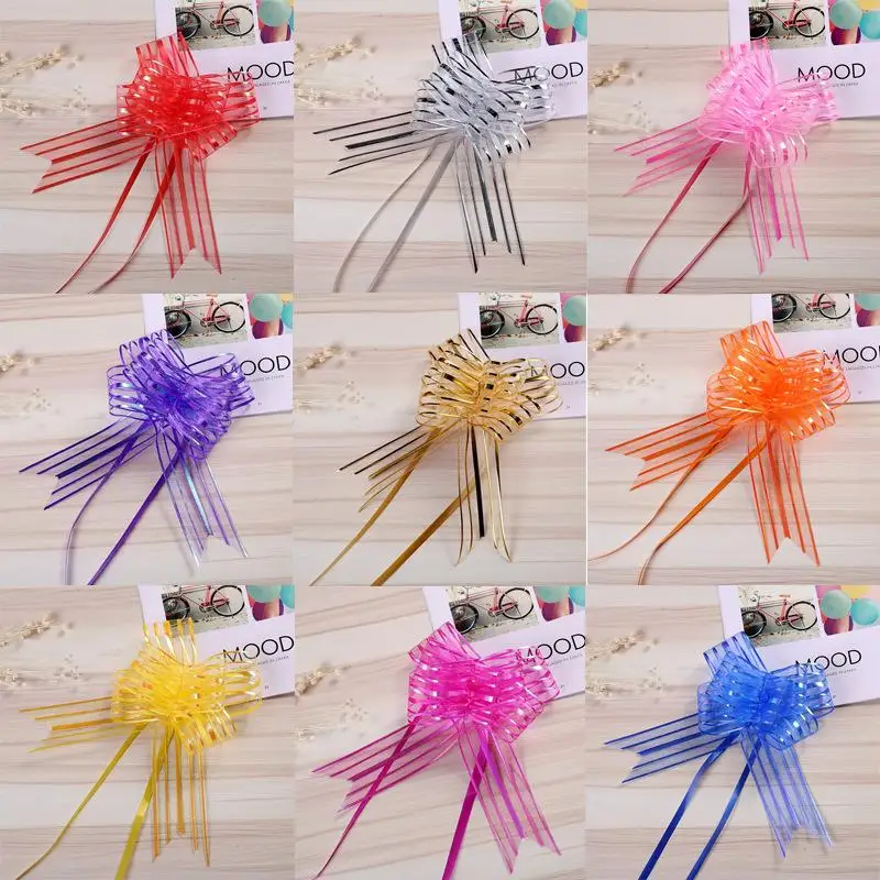 

10pcs/Lot Gift Packing Pull Bow Ribbons Decorative Holiday Pull Flower Ribbons Diy Wedding Car Decor Supplies Flower Ribbons