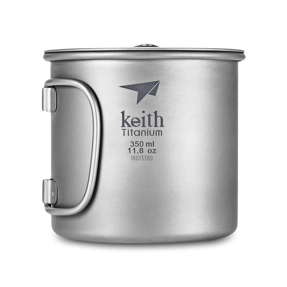 

Keith Ti3240 350ml Titanium Outdoor Cup Drinkware Foldable Handle with Cover for Camping Hiking Climbing Daily Use