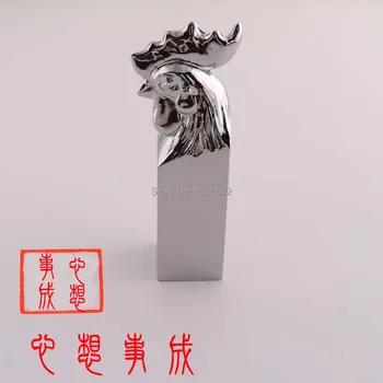

2019New Listing Chinese Word Chicken Shape Chrome Plated Unique Alloy Stamp For Birthday Gift Scrapbooking Seal Stamps