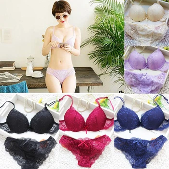 

Women Lace Tassel Floral Underwear Suit Push Up Bra Sets Lingerie Bras & Panties