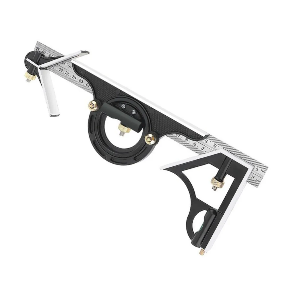 

300mm Professional Carpenter Tools Combination Square Angle Ruler Stainless Steel Protractor Multi-function Measuring Tool