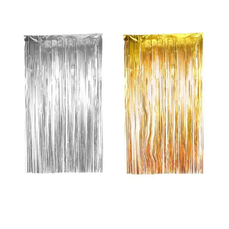 Metallic Foil Fringe Curtain Rain Shiny Wedding Backdrop Foil Fringe