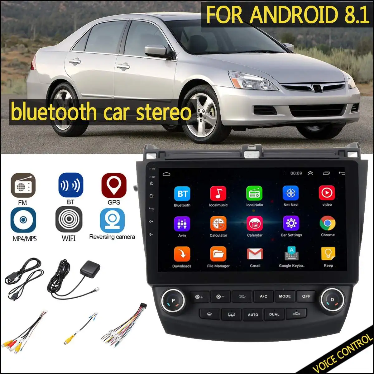 

10.1 Inch 2 DIN for Android 8.1 Car Stereo Radio GPS/MP5/FM/AM Player bluetooth WIFI Player for Honda for Accord 2003-2007