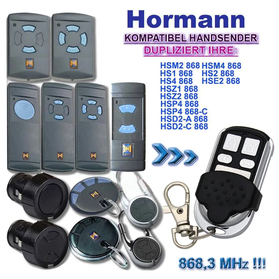 

Hormann HSM2 HSM4 868 mhz door remote control top quality Compatible with Hormann HSM2 HSM4 868MHz remotes
