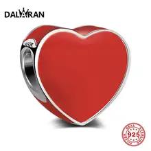 DALARAN любовь талисманы 925 пробы серебряный красный бисер Подходит Шарм DIY браслет ожерелье для женщин Трендовое ювелирное изделие подарок