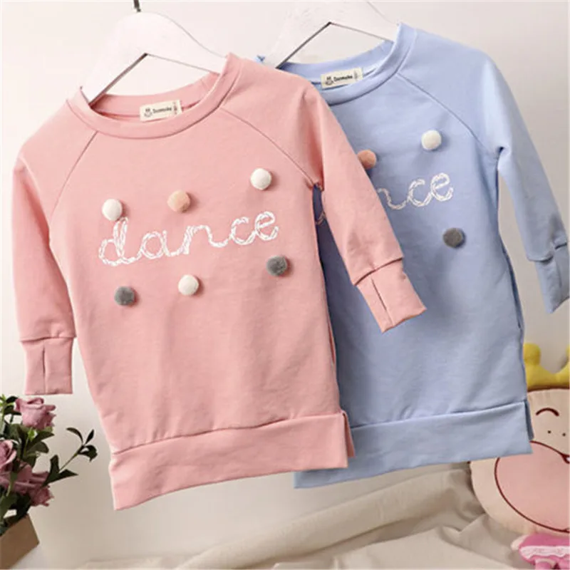 

Knitted Sweater Winter Kids Girls Pullovers Clothes Long Sleeve Tutu Long Sleeve Letter Print Dress Tops Autumn Cotton Girl
