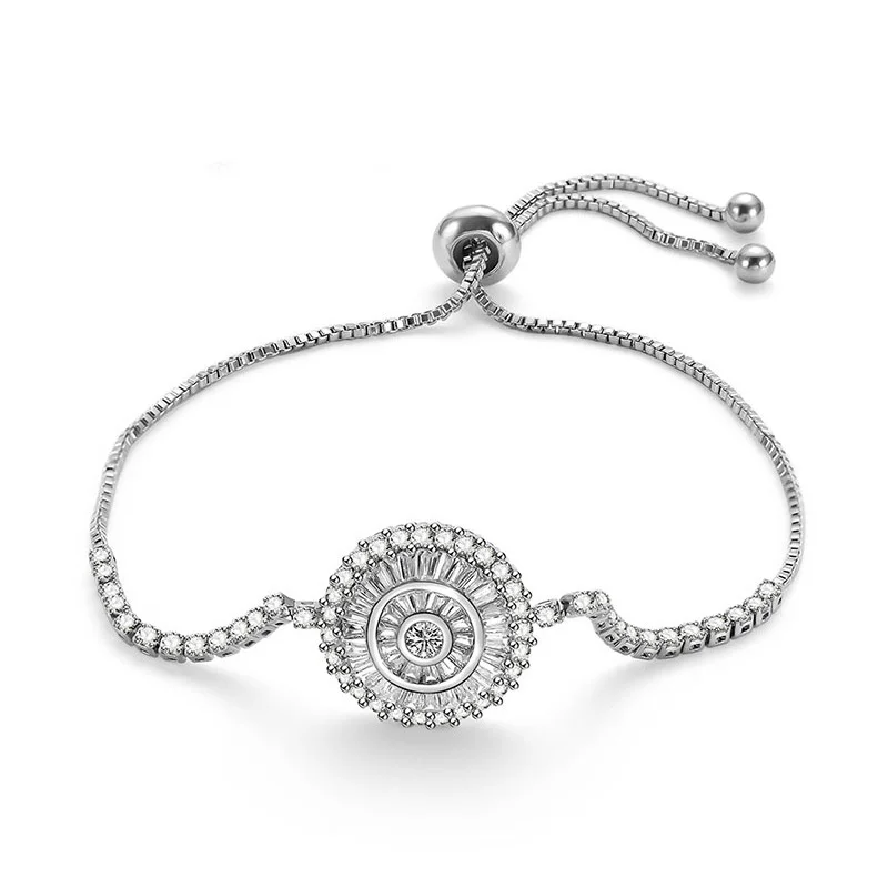 

Tiny zircon flower shaped Adjustable Charm korea Bracelets For Women Silver Color Shape Bracelets Fashion Personality Jewelry