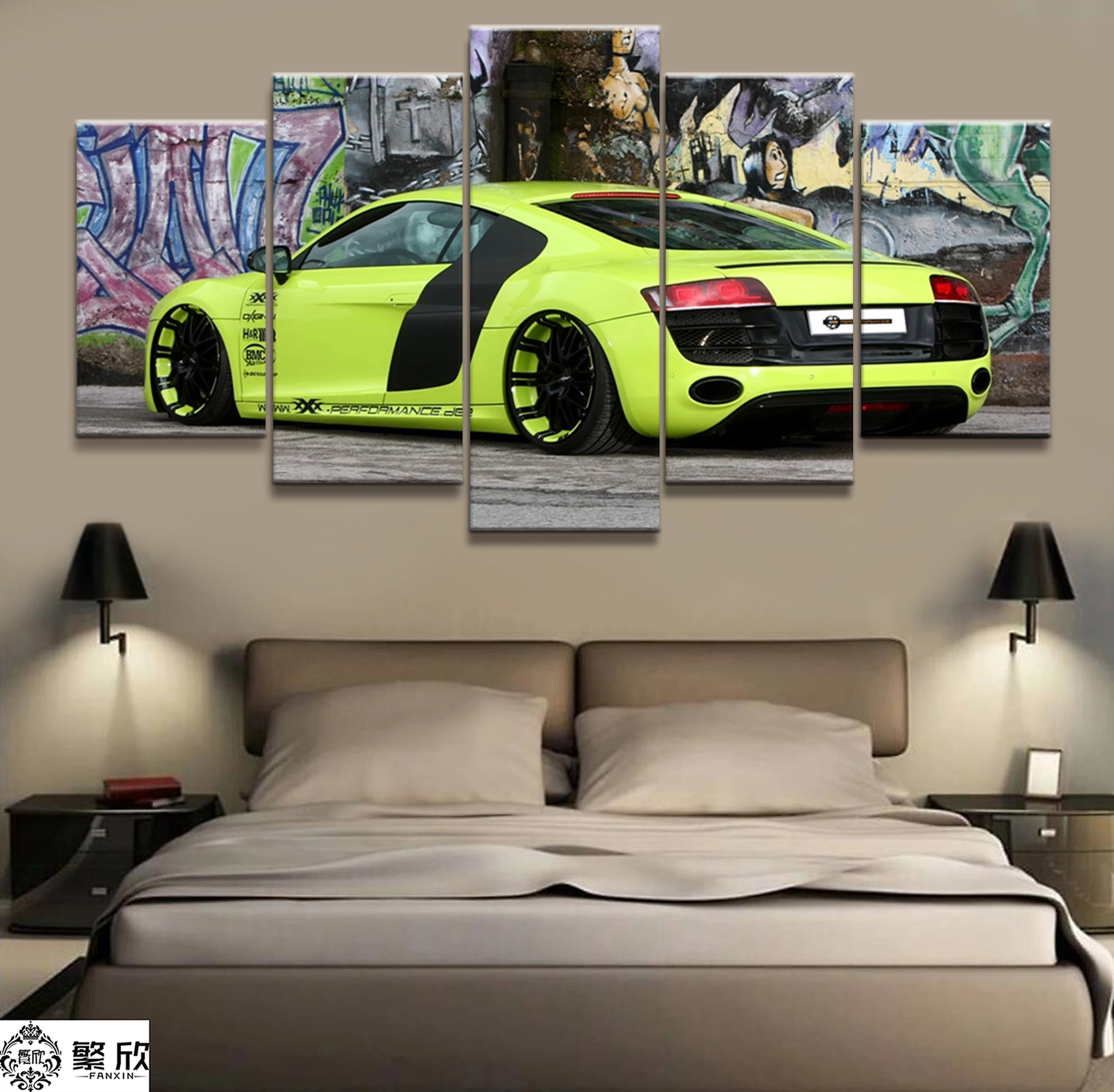 

Home Decor Modular Canvas Picture 5 Piece R8 Super Car Poster Art Painting Poster Wall For Home Canvas Painting Wholesale
