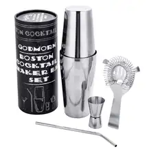Нержавеющая сталь коктейль набор шейкер стеклянная Ложка ситечко скрученный стержень Миксер для вина мартини Бостон-Шейкер для инструменты бармена