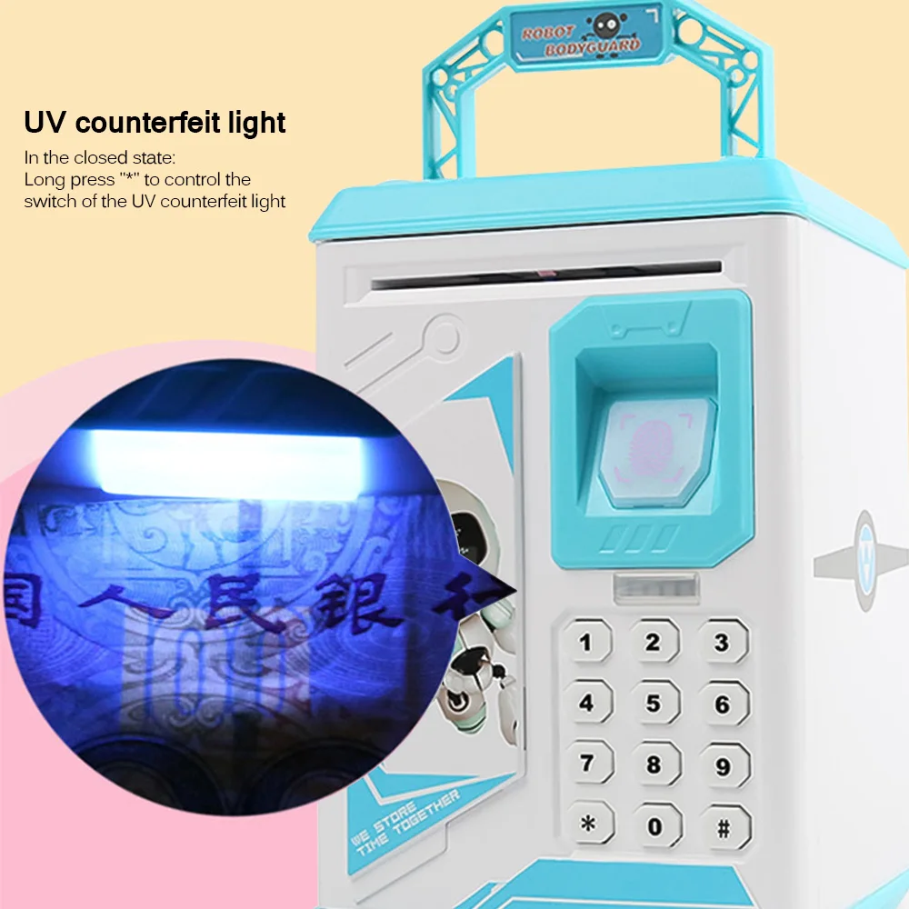 

Electronic Piggy Bank Fingerprint ATM Password Money Box Coin Money Saving Box ATM Bank Safe Box Deposit Banknote 1Pc
