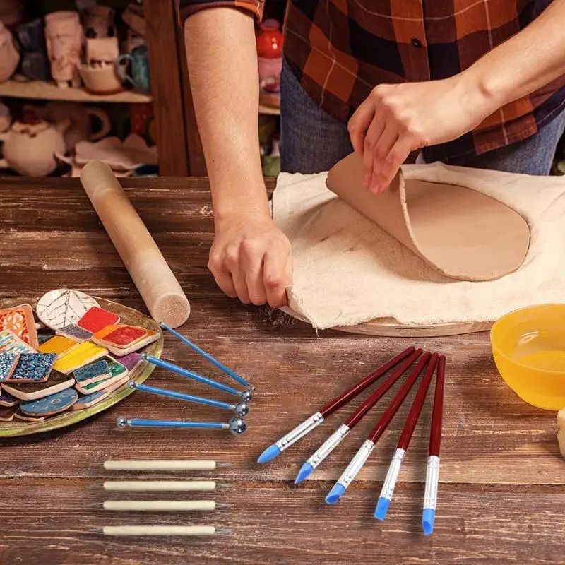 23pcs Polymer Clay Tools Carving Craft Brush Pottery Tools DIY Wood