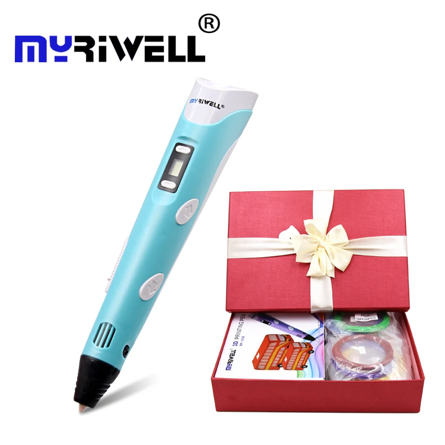 

Myriwell second generation 3d printing pen Christmas gift box suit 3D drawing Pen With 5Meters 20 Color total 100Meters Filament