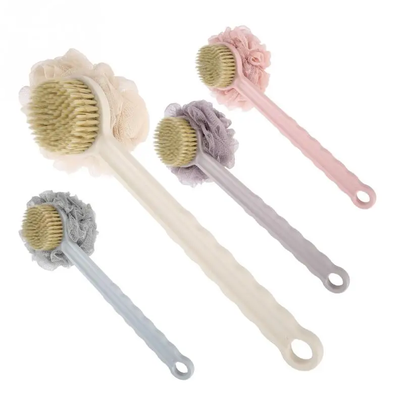Soft Bath Brush Long Handle Shower Exfoliating Brush Bath Mesh Ball