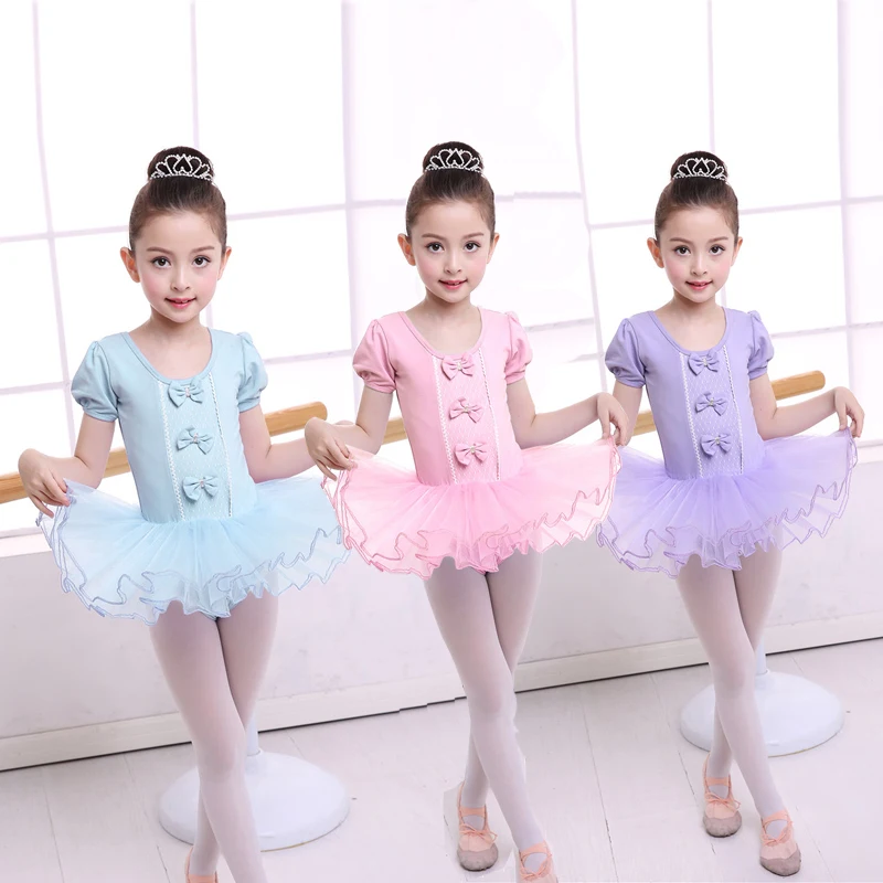 Short sleeved Ballet Clothes Children Girls Gymnastics Dress Dance
