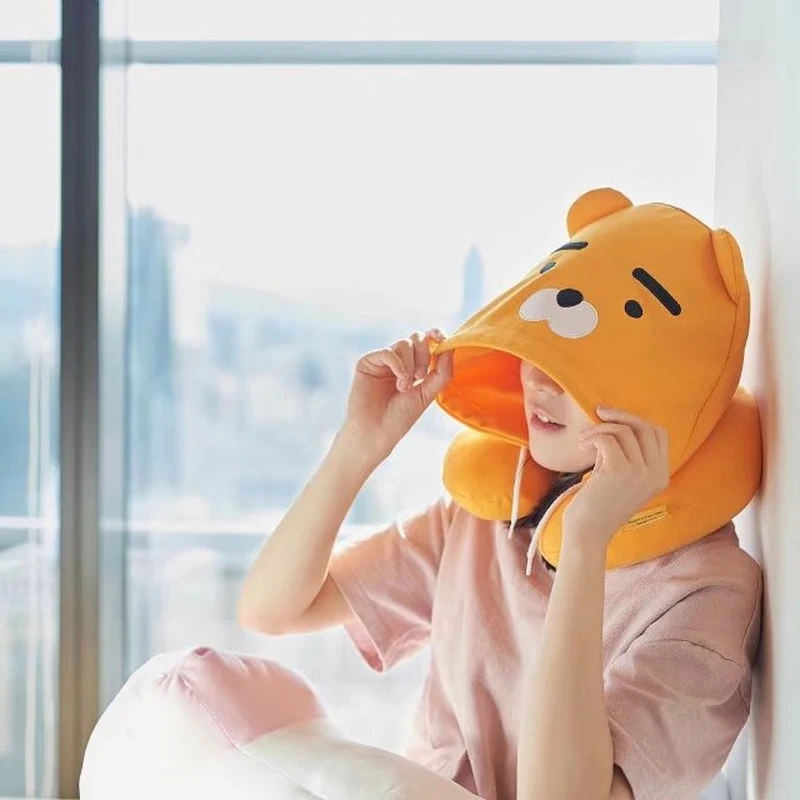 

Plush Pillow Ryan Apeach U Type with Hat Friends Korean Cartoon Doll PP Cotton and Stuffed Toy Sleeping Pillow