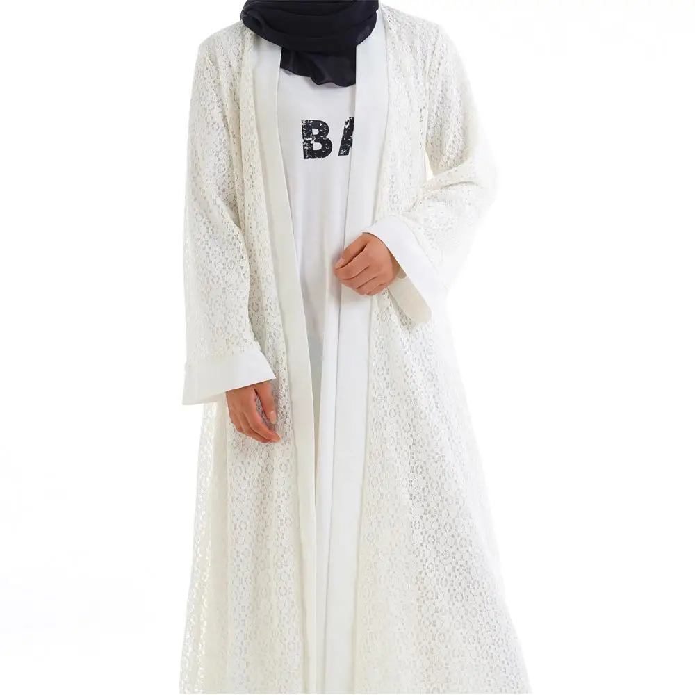 2019 Весна abaya женский кружевной Макси открытый кардиган мусульманский ислам Дубай