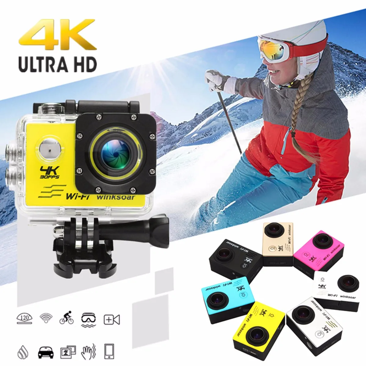 

Winsoar SJ9000 Sport Action DV Camera Camcorder HD 120 WiFi 2.0 Silver Gold Blue Pink Yellow White Black Waterproof