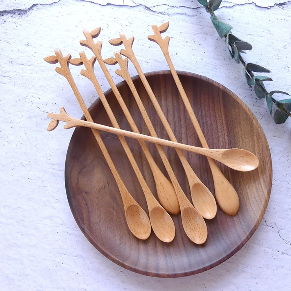 

2PCS Coffee Spoons Tree Crotch Design Long Handle Creative Stirring Spoon Honey Teaspoon Serving Spoons for Home