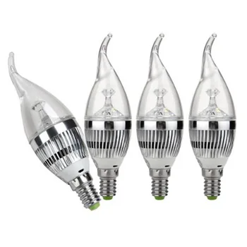 

4 E14 3 LED Candle Light Bulb Lamp Spotlight Cool White 3W