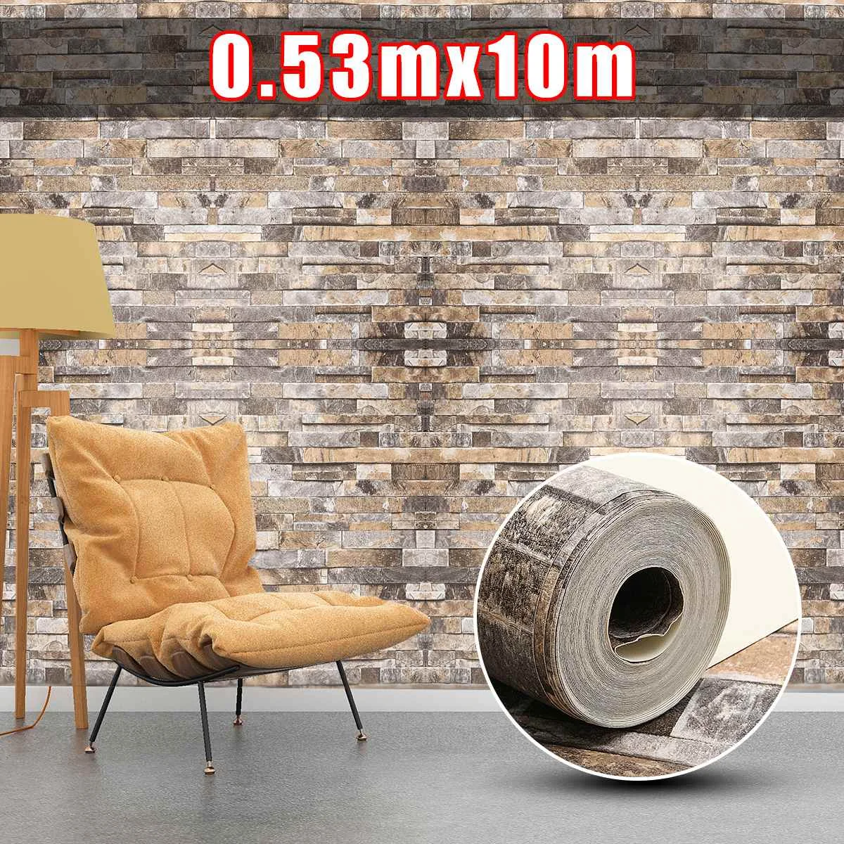 

1Pcs Wall Paper Vinyl 3D Stickers Brick Stone Effect for Home Living Room TV Background Decor Roll Pattern Waterproof Wallpaper
