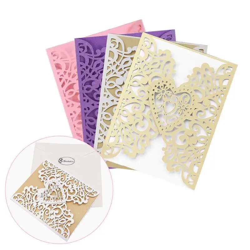  10PCS Hollow-out European Style Wedding Invitations Innovative Invitation Card Birthday Card - 32974444424