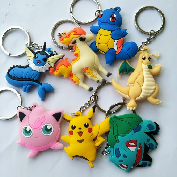 Pokemon Squirtle Rubber Keychain 2 Inches Double Sided Metal Ring