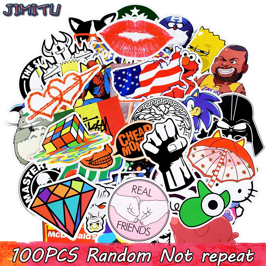 100 Pcs Mixed DIY Car Stickers Decal laptop luggage Skateboard Decal Sticker New