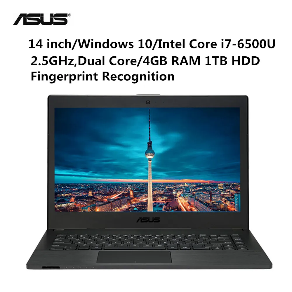 ASUS P453UJ6500 Тетрадь 14 "Windows 10 Pro Intel Core i7-6500U Dual Core 2,5 GHz 4 GB Оперативная память 1 ТБ HDD отпечатков пальцев HDMI ноутбук с камерой