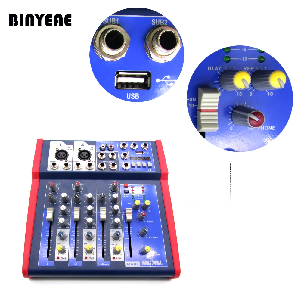 MLLSE NF4 USB Webcast DJ для прямой трансляции звуковая платформа 48 В фантомное питание 4