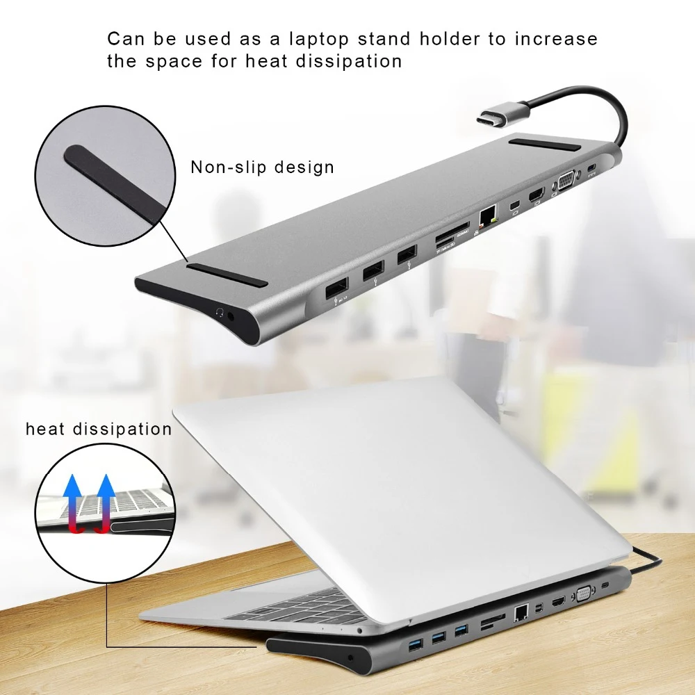 11 In 1 Usb 3.0 Universal Laptop Docking Station Aluminum Multi-Function Macbook Pro Hub To Hdmi/Vga/Mini Dp/Sd/Tf/Rj45/Usb-C 11 In 1 Usb 3.0 Universal Laptop Docking Station Aluminum Multi-Function Macbook Pro Hub To Hdmi/Vga/Mini Dp/Sd/Tf/Rj45/Usb-C