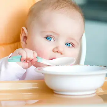 

2 PCS/Set Baby Eating Training Curved Handle Easy-To-Hold Cutlery Combination Set For Children (3-6 Years Old)