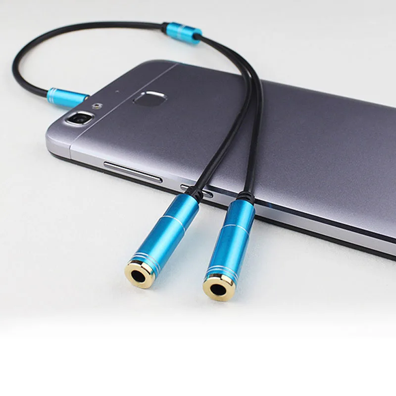50pcs lot Metal 3 5mm Jack Male to Female Headphone Stereo Earphone Audio Splitter to Micrphone Adapter Cable For Phone 6 5S 4S