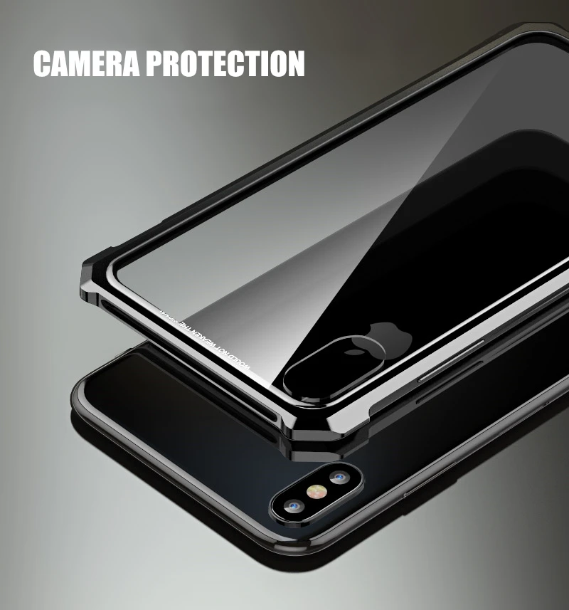 

Bumper for IphoneX XR Colored Glitter Metal Bumper Frame with Back Tempered Glass Back Cover Case for Iphone XS Max XR X XSMax