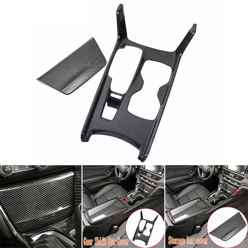 

Carbon Fiber Style Interior Gear Shift Frame Cover Trim For Honda Accord 18-19