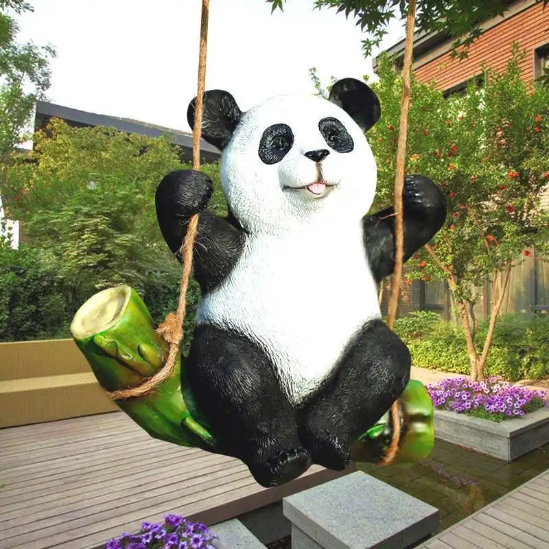 

The Koala Panda Statue Garden Ornaments Animal Sculpture Crafts Decorative Outdoor Garden Rockery Decoration Resin Swing Figure