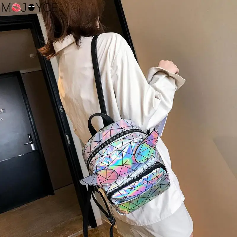 

Laser Hologram PU Leather Women Backpacks Fashion Teenager Girls School Women Shoulder Back pack